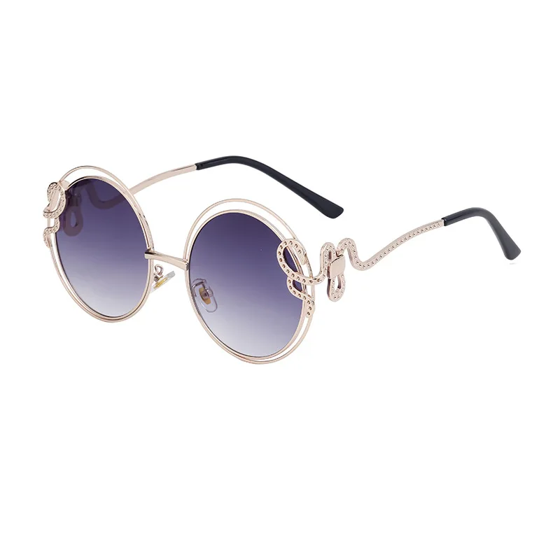 INS-gafas de sol circulares de Metal para mujer, espejo decorativo para fotografía callejera al aire libre, sombrilla de fiesta de lujo, UV400