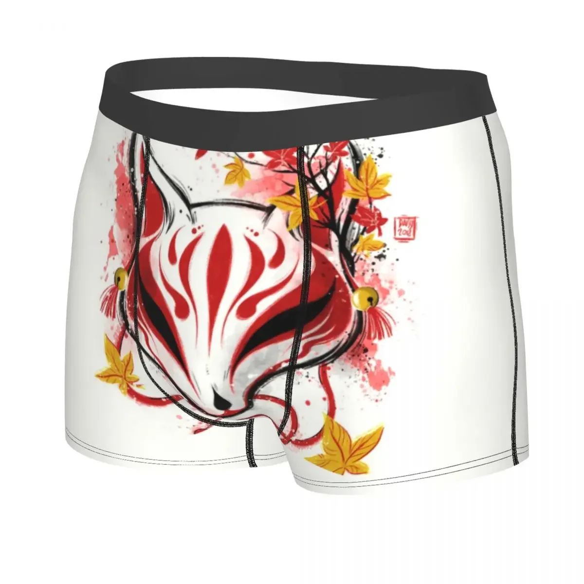 Male Funny Autumn Kitsune Demon Fox Drawing Underwear Boxer Briefs Soft Shorts Panties Underpants