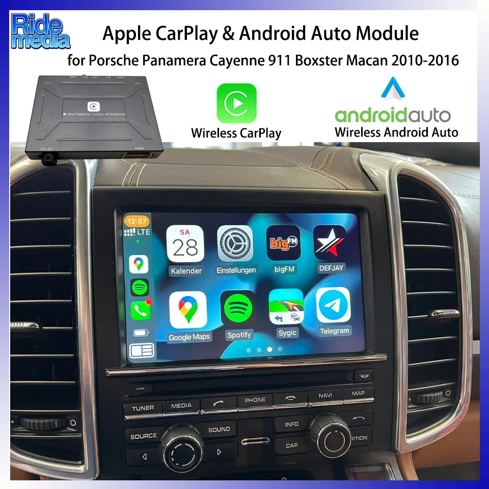 

RideMedia Compatible OEM Car 360 Camera Upgrade Wireless CarPlay & Android for Porsche PCM3.1 Cayman Panamera 911 Boxster Macan