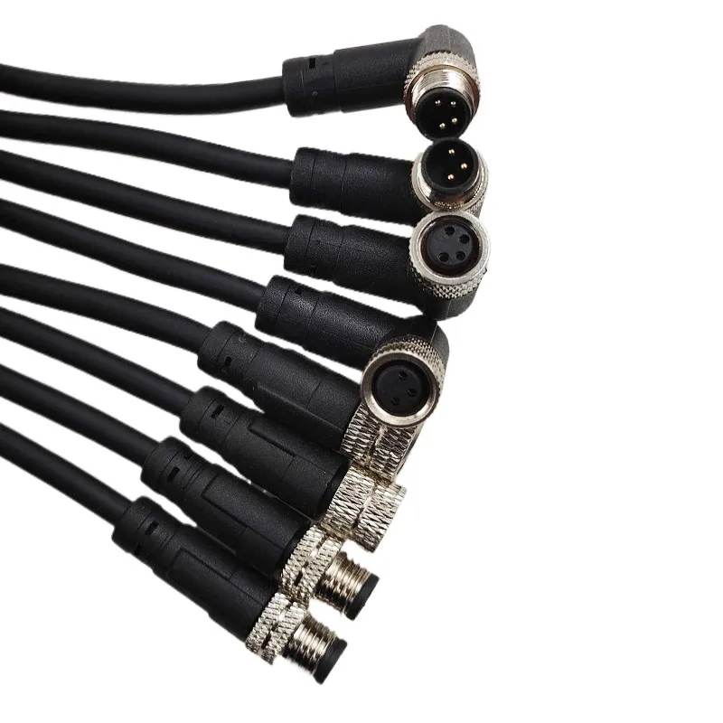 Kabel łączący czujnik M8 Wodoodporna wtyczka męska i żeńska Prosty kąt 4 5 pinów + 2 m linii PVC