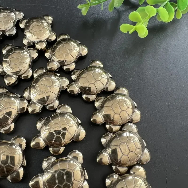 Hot Sell Mini Pyrite Turtle Tortoise Pendants Cute Crystal Animal Healing Stone For Home Decoration