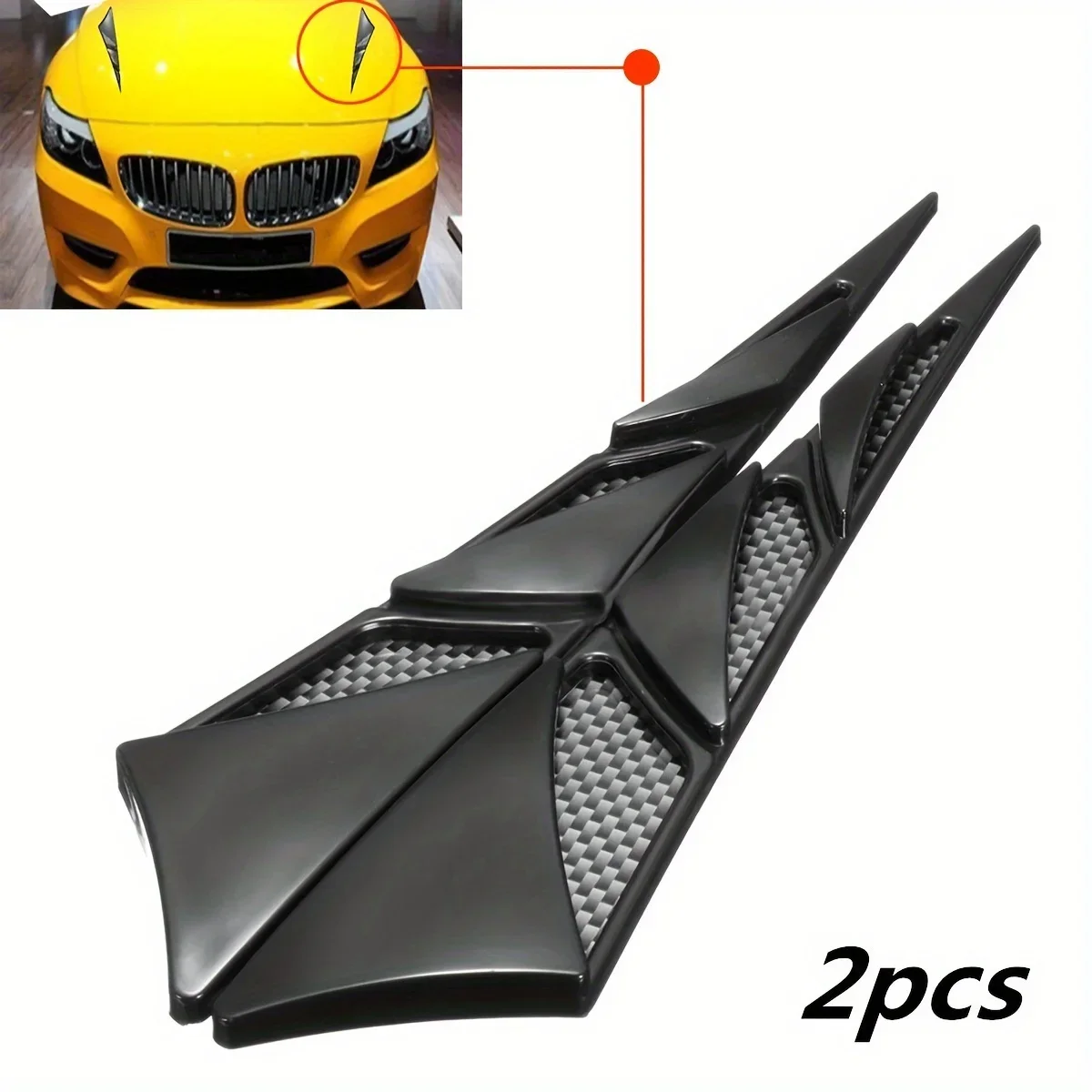 2pcs Fashion Universal Car Hood Vent Air Side Flow Intake Cover - Auto Exterior Hood Side Door Decorative Cover Trim