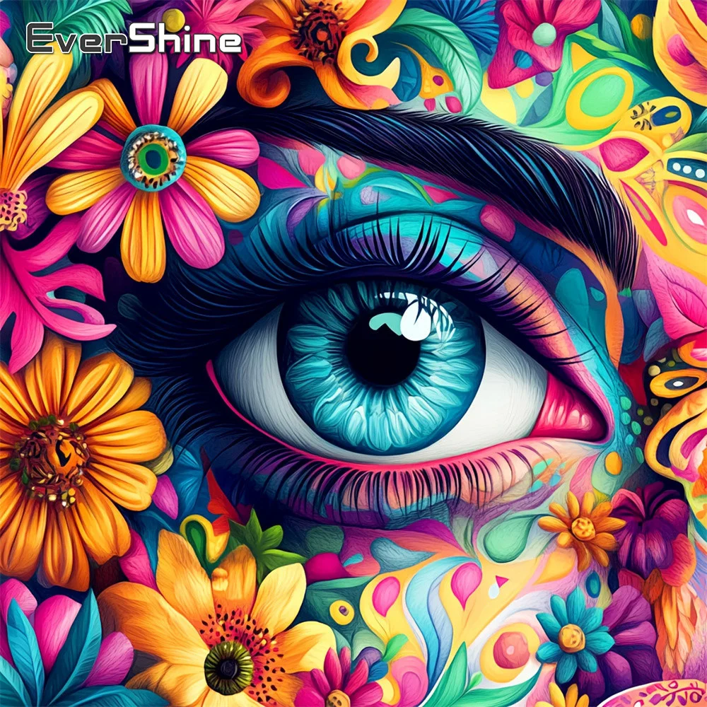 Evershine Diamant-Mosaik-Porträt, vollflächiges quadratisches Bohrbild, Augen-Strass-Bild, Stickerei, Gänseblümchen-Blume, Heimdekoration