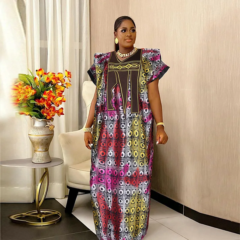 African Print Dresses For Women Traditional Plus Size Embroidery Maxi Dress Dashiki Africa Clothing Muslim Robe Africains Femme