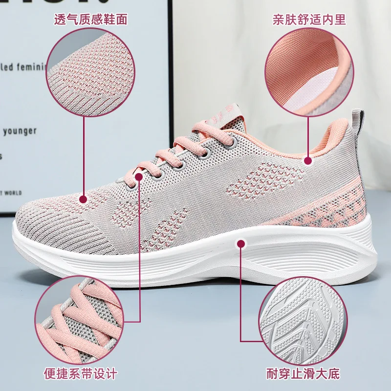 Shoes women 2024 spring and autumn new women's casual sports shoes wholesale flying woven breathable women's shoes