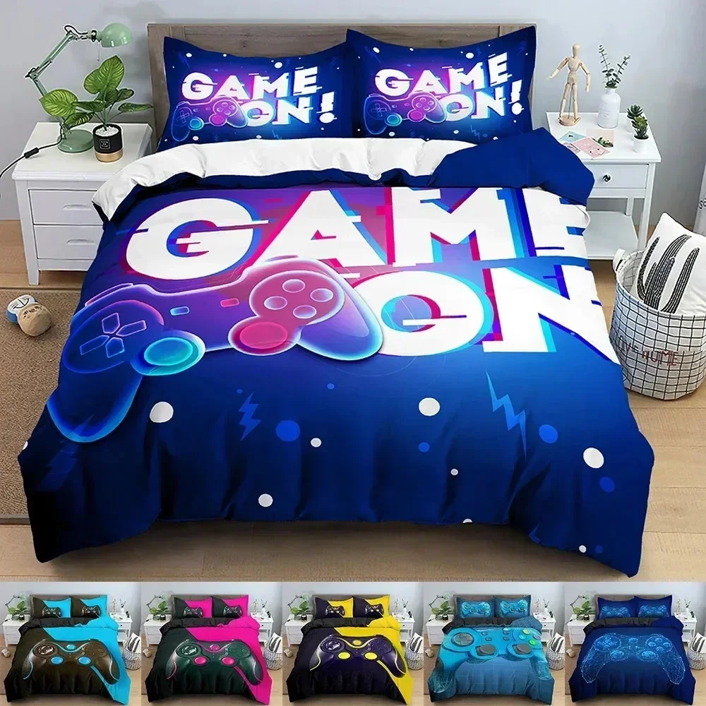 

3D Game Console Pattern Bedding Sets Neon Contrast Color Handle Printing Duvet Cover Comforter Bedding Sets Quilt Covers