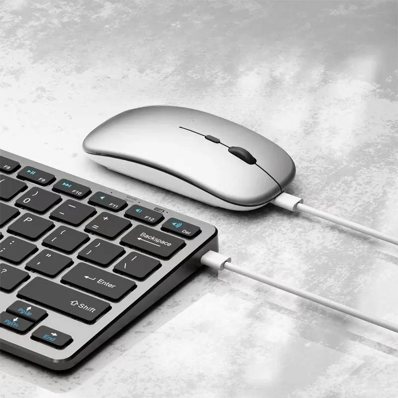 Rechargeable 78‑Key Mini Wireless Bluetooth Keyboard & Silent Mouse Combo Portable Set For Android iOS Tablet Phone PC Office