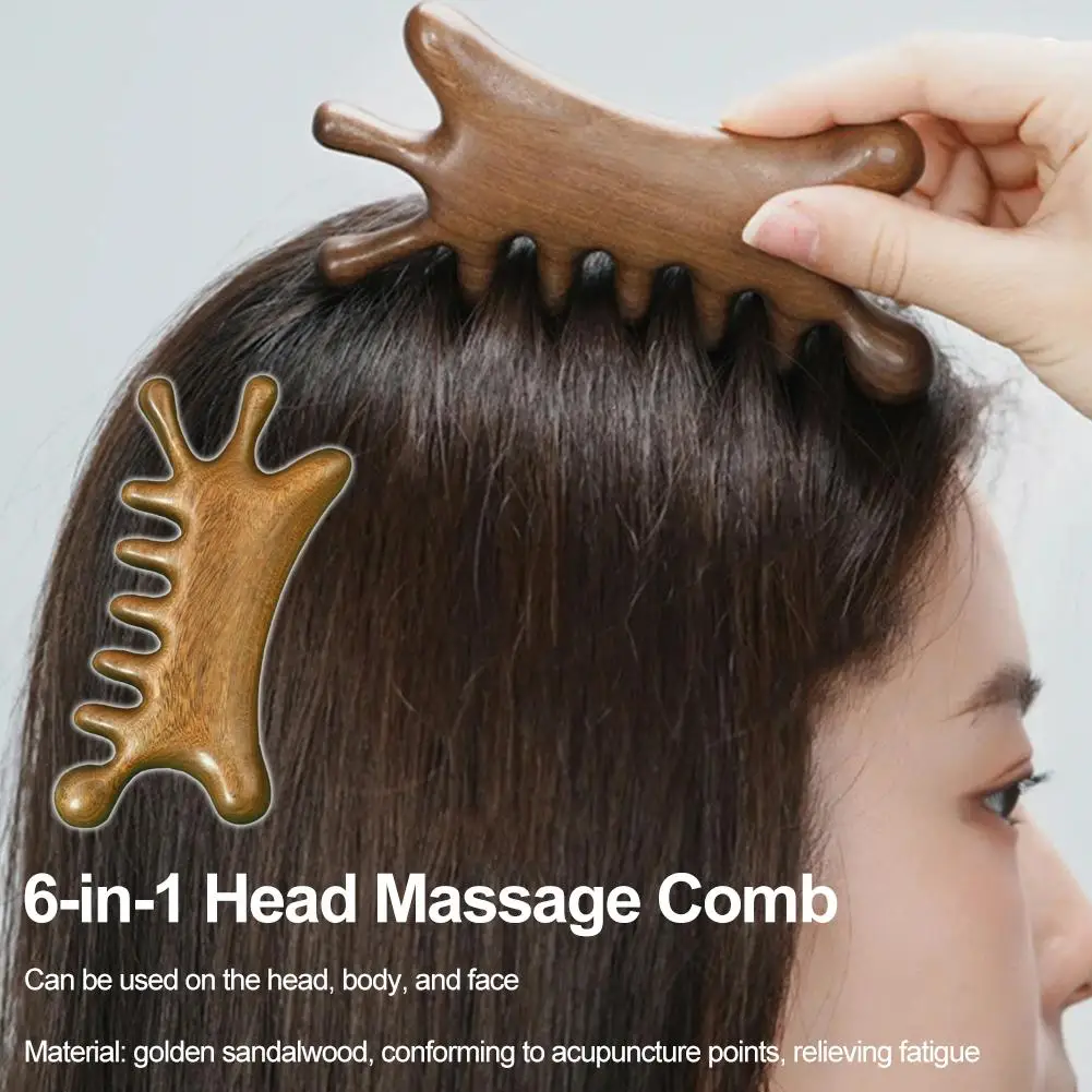 

Meridian Massage Comb Five-Tooth Handleless Chinese Comb Blood Meridian Circulation Head Comb Sandalwood Scalp Acupuncture T2S0