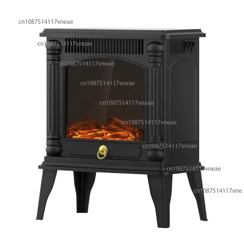 Home Fireplace Heater with 3D Flame Simulation Quick-Heating Electric Fireplace Stove European Vintage-Style Warm Air Blower