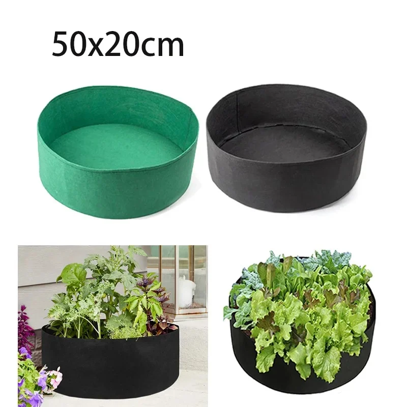 Garden Growing Tools Black Round Plant Grow Bag No Woven Fabric Breathable Vegetable Planter Vegs Pot Gardening Bags For Backyar