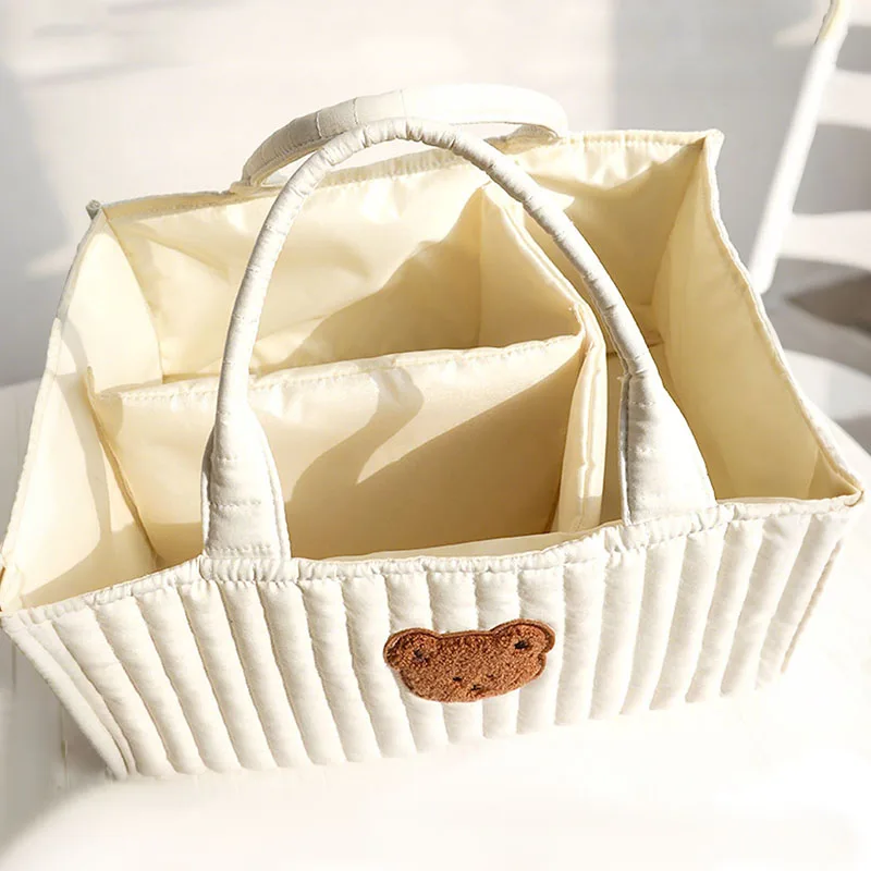 

Новая сумка для хранения бутылочек для кормления с милым медведем, дорожная портативная сумка для мамы, сумка для подгузников, многофункциональная корзина-органайзер для детских товаров