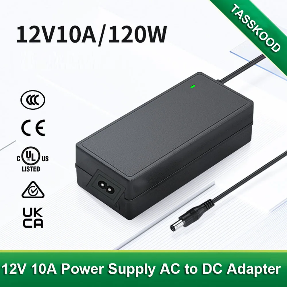 

12V 10A Power Supply AC 100-240V to DC Adapter Converter Transformer for 3D Printer 5050 3528 LED Strip Light CCTV Cameras