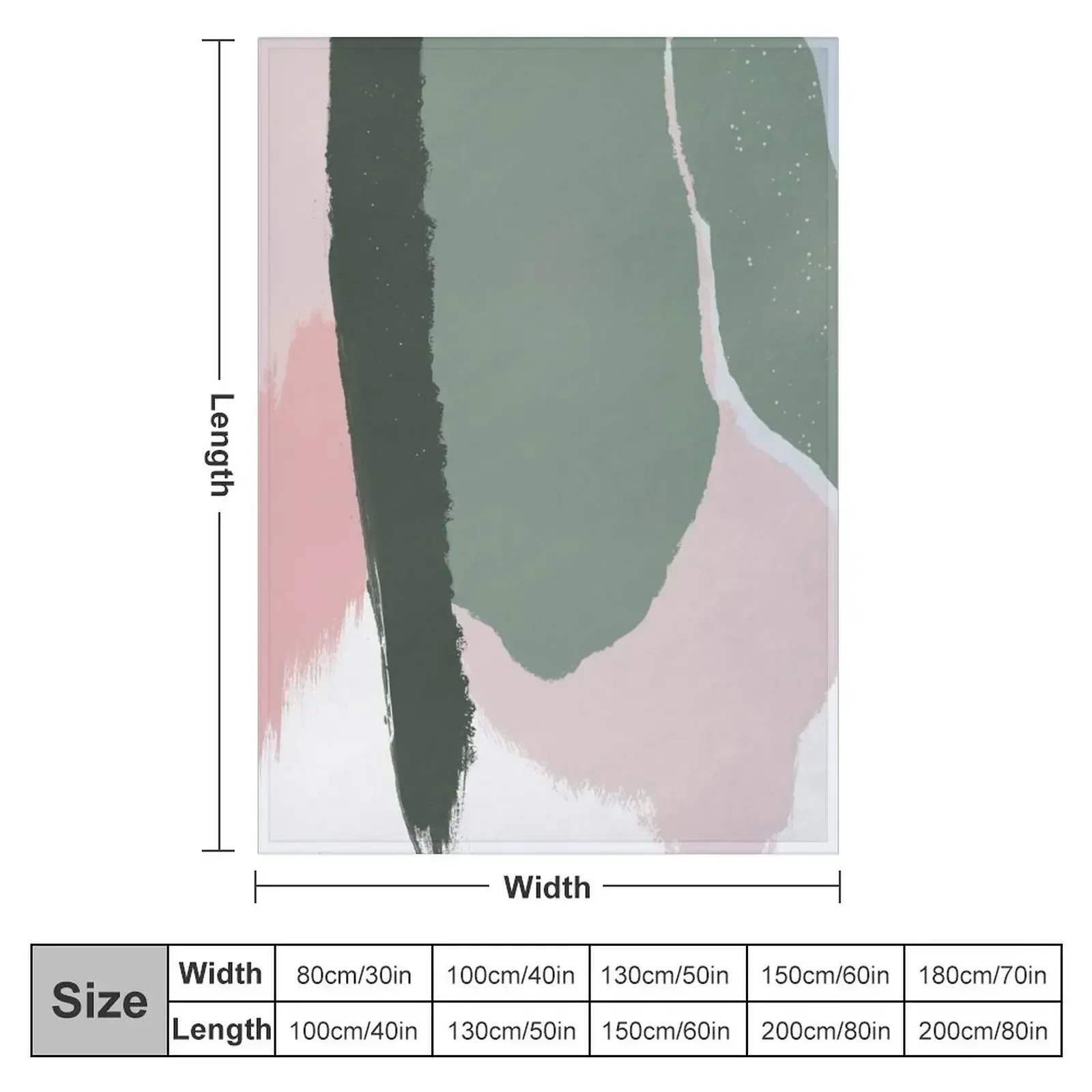 Abstract Art Paint Brush Strokes in Blush Pink & Sage Green Throw Blanket couch cozy soft plush fuzzy picnic outdoor blanket