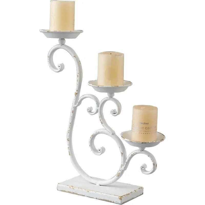 Retro Metal Fireplace Candle Holder Country Style Decorative Stand for Home Christmas Thanksgiving Ornament