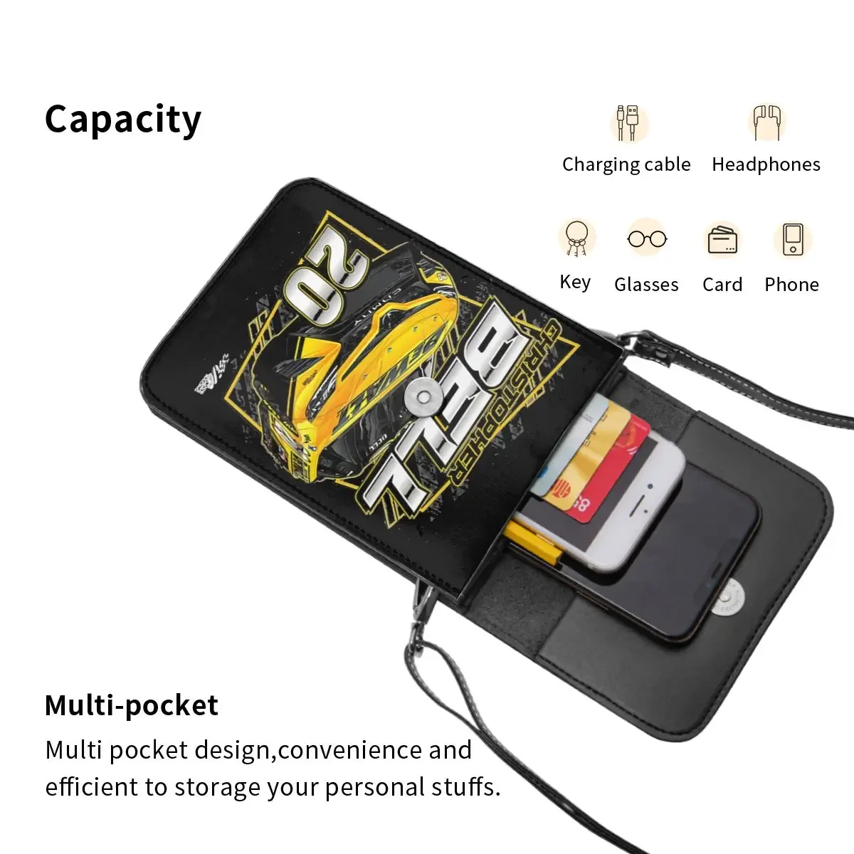 Christopher Bell 20 Crossbody Wallet Cell Phone Bag Shoulder Bag Cell Phone Purse Adjustable Strap