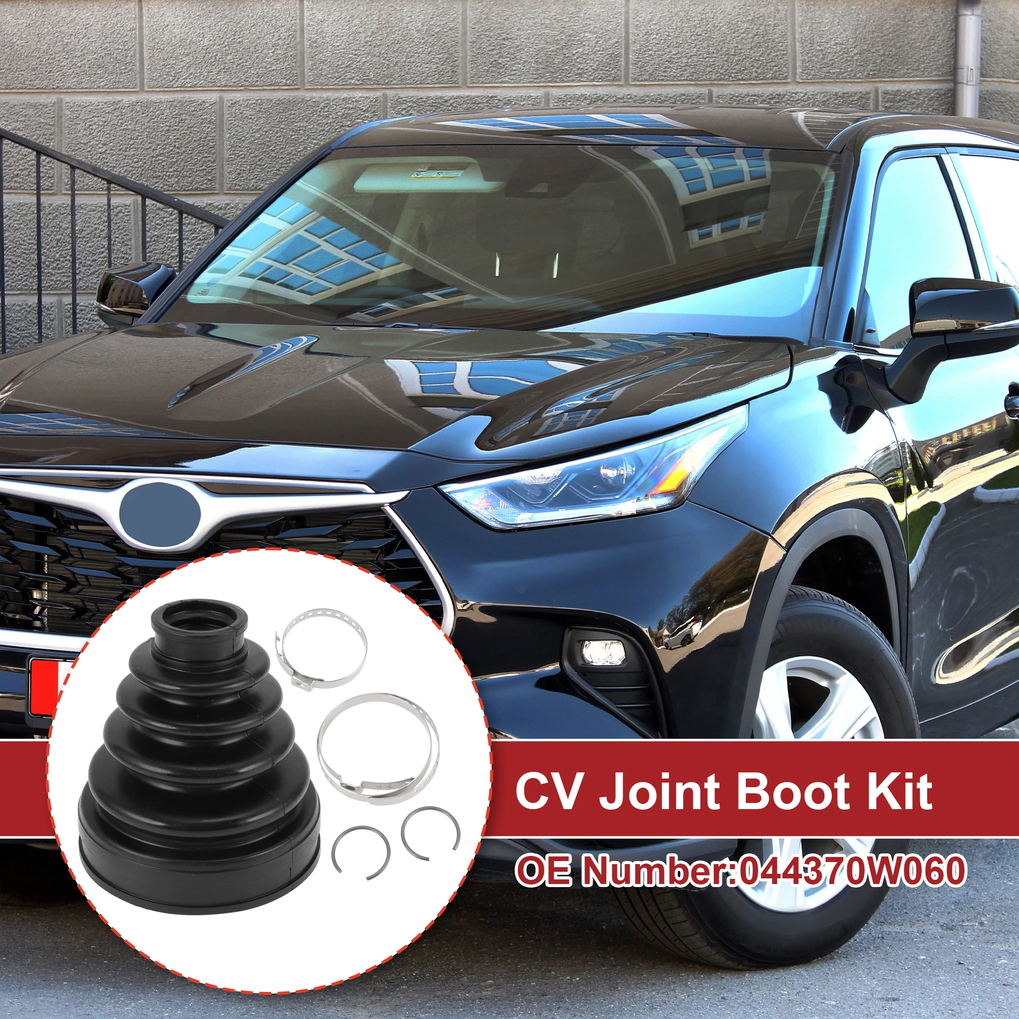 X Autohaux 1 Set CV Joint Boot Kit for Toyota Highlander 2008-2013 Inner Constant Velocity Joint Boot W/ Clamps No.044370W060