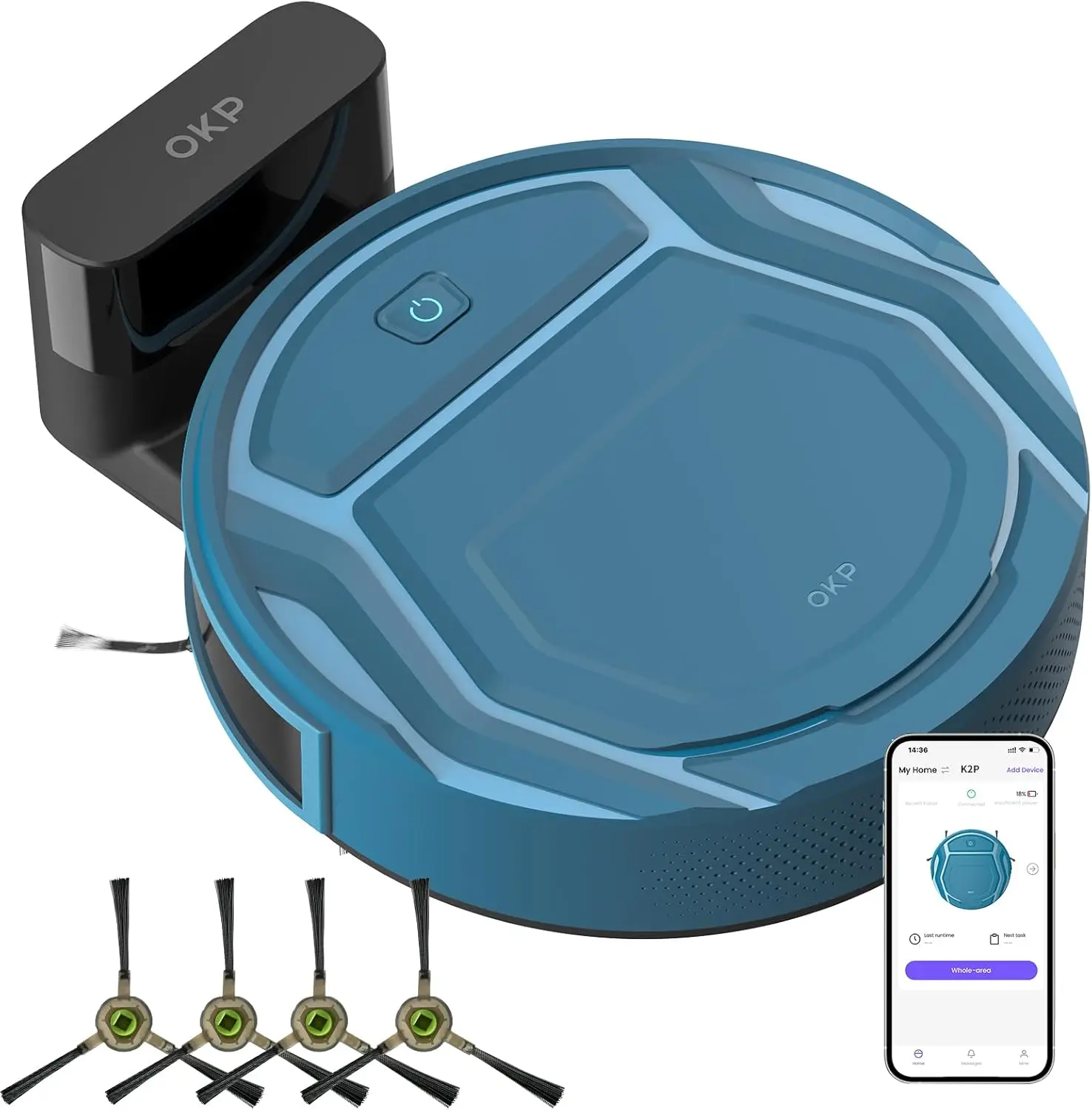 Robot aspirapolvere, WiFi/App/Alexa, ricarica automatica, robot aspirapolvere con mappatura in tempo reale dei percorsi, funzionamento silenzioso