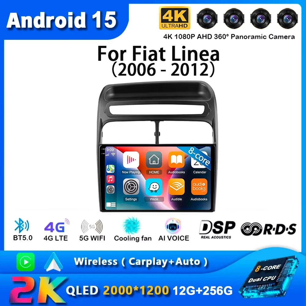 

Android 15 Car Radio For Fiat Linea 2006 2007 2008 2009-2012 Carplay Auto GPsMultimedia 2 Din Player WlFl+4G BT Video Stereo