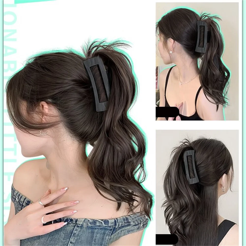 Perruque synthétique Y2K Hotties pour filles, longue, moelleuse, bouclée, queue de cheval haute, Extensions de cheveux élégantes pour femmes, demi-cascade à clipser