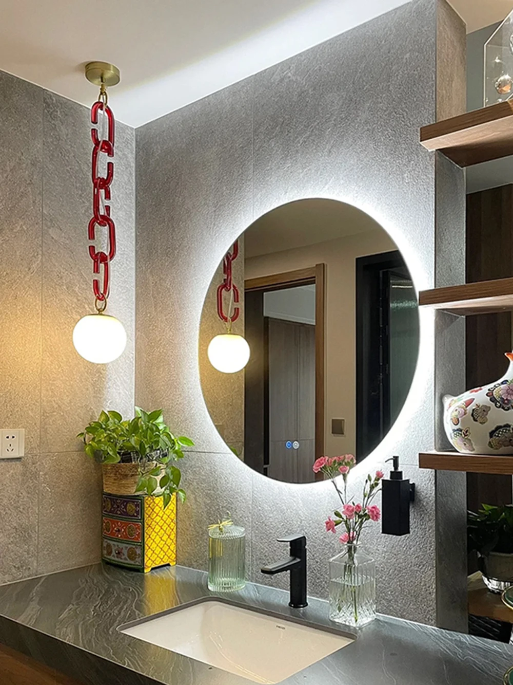 Glass Chain Series Mirror Light Chandelier