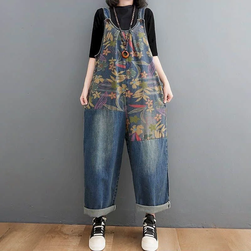 

Denim Jumpsuits for Women Korean Style Vintage Playsuits Casual Loose Trousers Oversized High Waist Overalls for Women Clothes