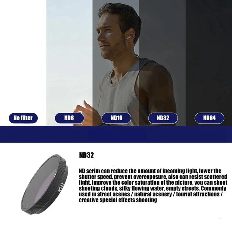 A99E-Camera Lens Filter For Insta360 GO3S ND8 ND16 ND32 ND64 Lens Filter Neutral Density Filter Camera Filter Accessories