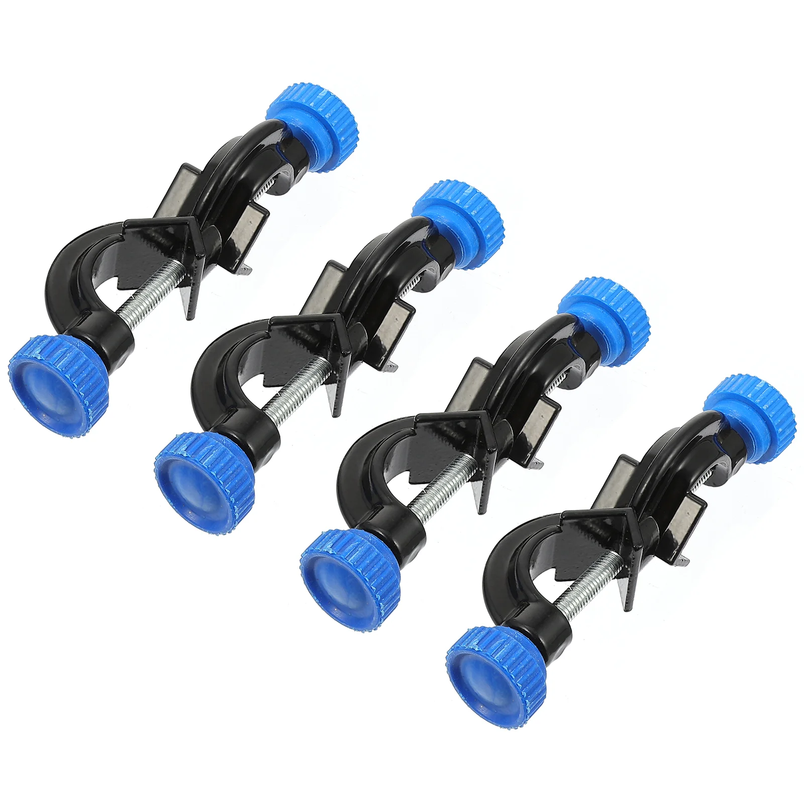 

4 Pcs Iron Stand Accessories Adjustable Labs Clip Holder Right Angle Head 11X3CM Boss Clamp Black Aluminum Alloy