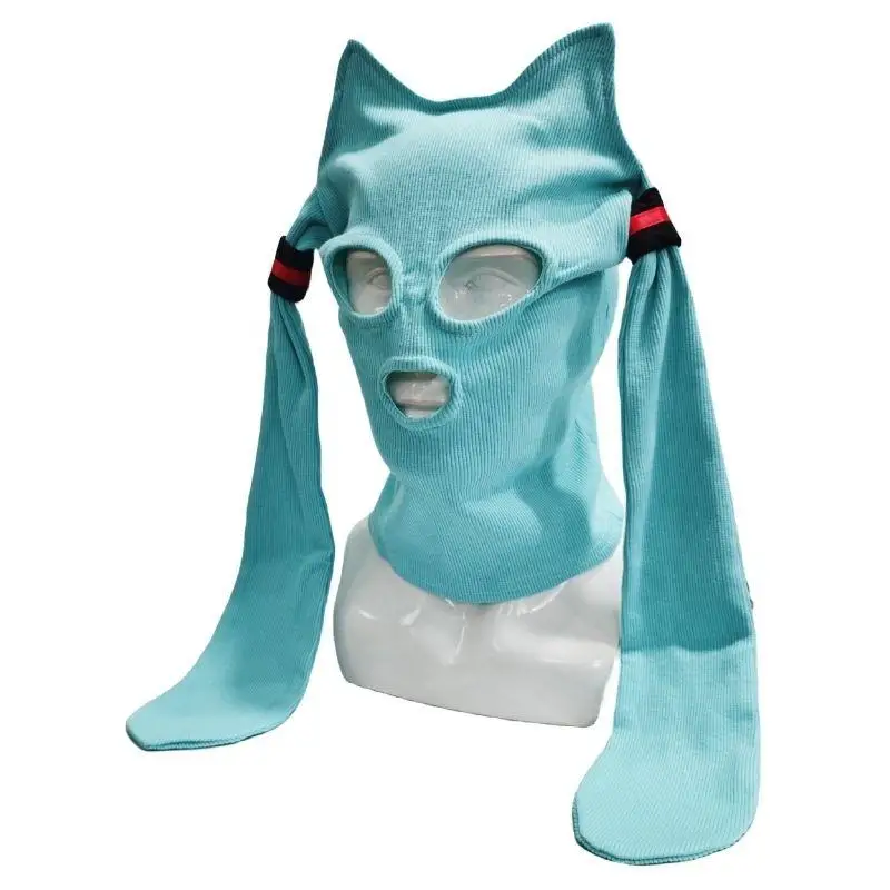 Cute Hatsune Miku Headgear Hood Animation Peripheral Cartoon Cosplay Props Japanese Kawaii Party Funny Face Mask Hat New Cap