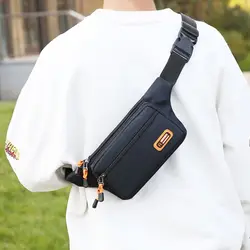 Waterproof Men's Waist Pack Adjustable Strap Nylon Men's Chest Bag Large Capacity Lightweight Sports Cross -body Bag Travel
