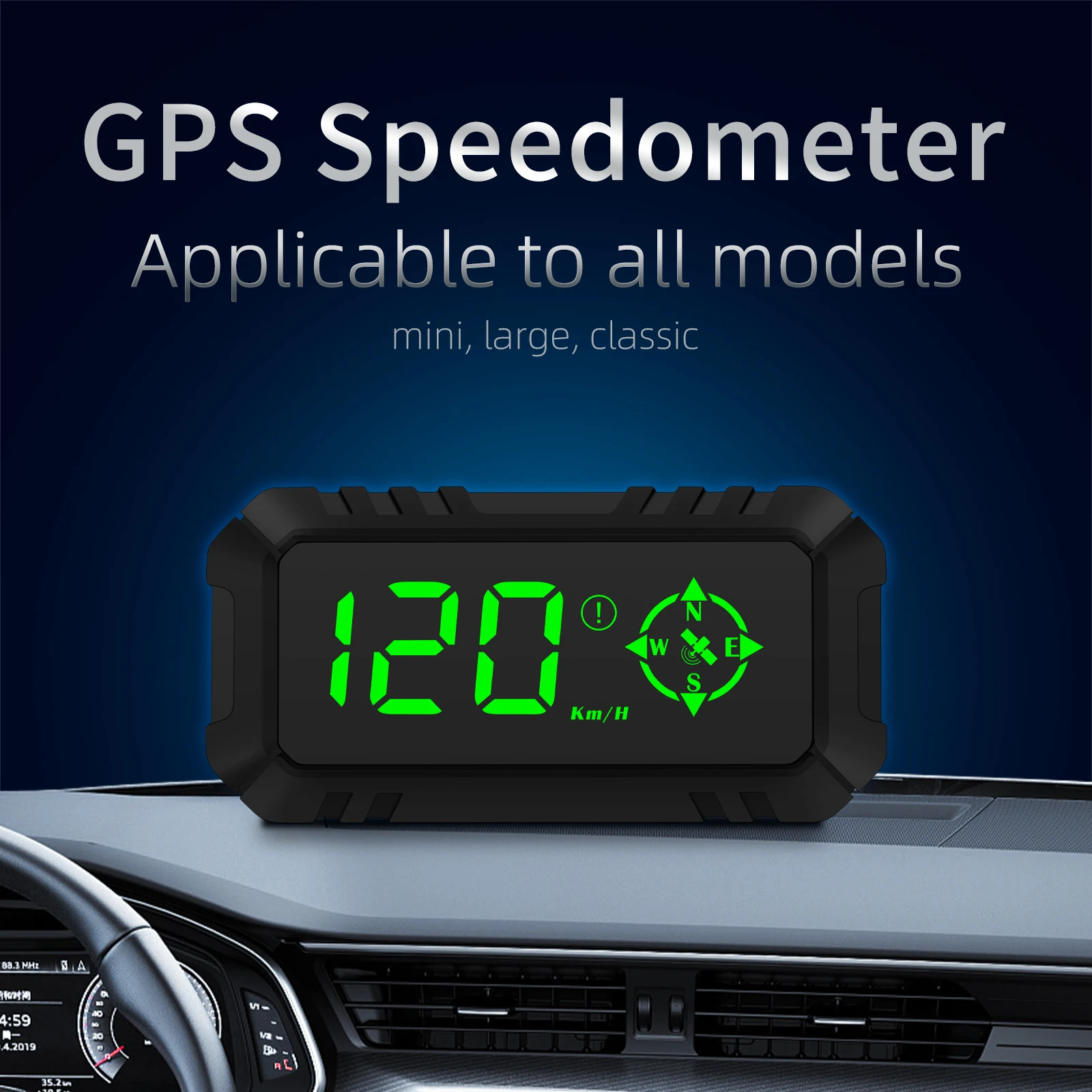 G7 Universal Digital HUD Windshield Projector GPS Speedometer KM/H Compass Travel distance with Overspeed Fatigue Driving Alarm