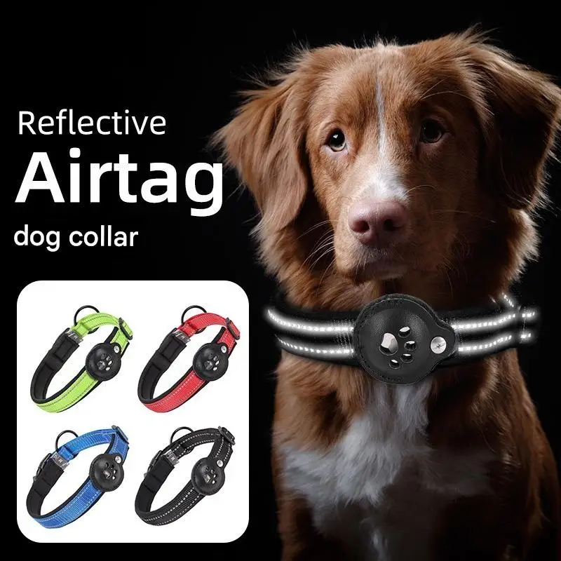 

Reflective Dog Collar with Secure Pocket, Adjustable Shockproof Nylon Strap for Small Medium Large Pets