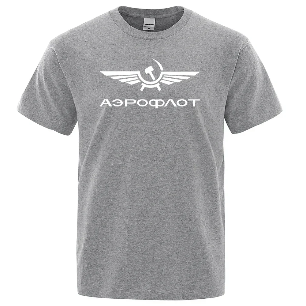 Aeroflot Aviation Russe Pilote Aerospace Aviateur T-Shirt Men Summer Cotton Short Sleeve Fashion Casual Clothes Oversize Tshirt