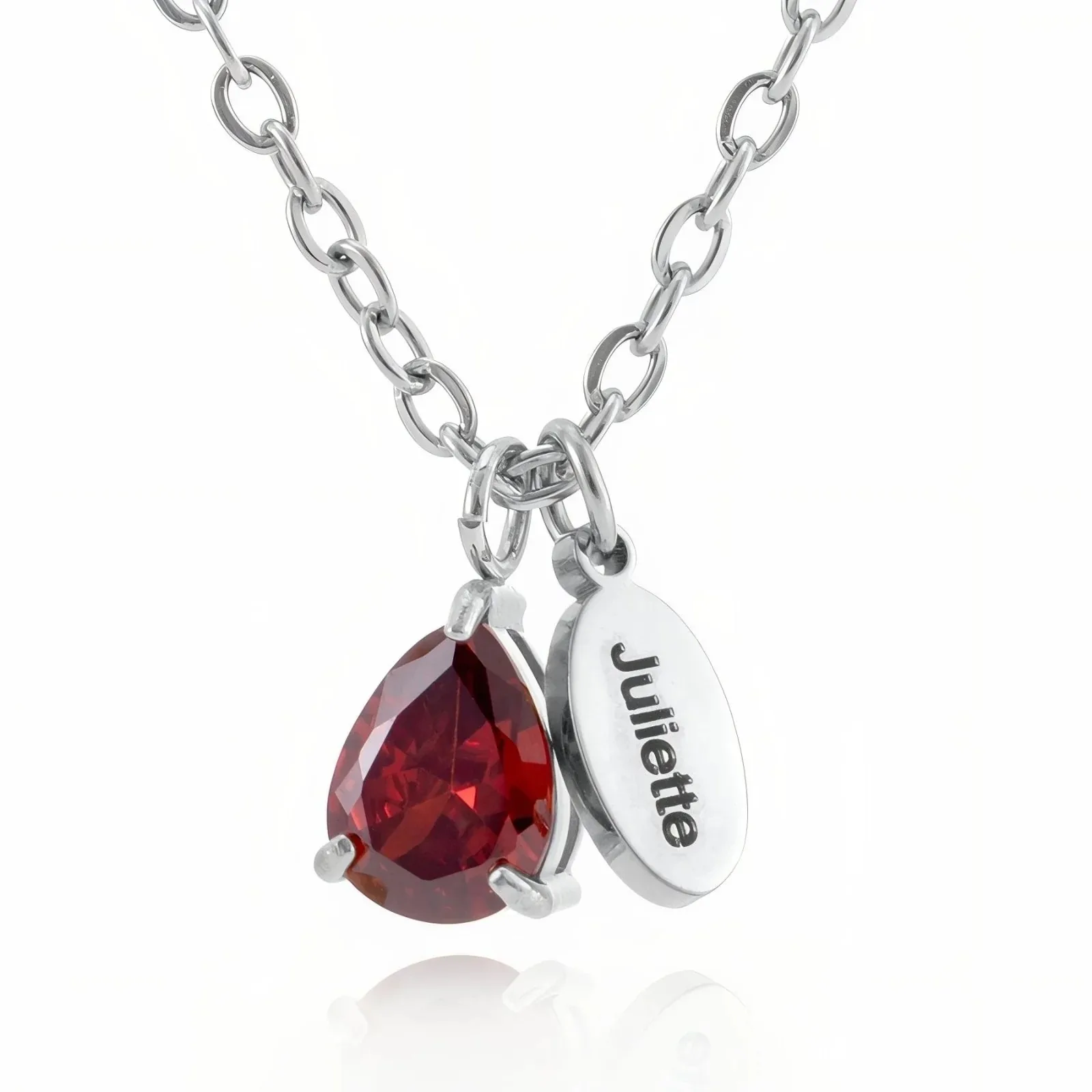 

Personalized Birthstone Necklace with Zircon Drop Custom Name Stainless Steel Waterproof Pendant Necklace Jewelry for Women