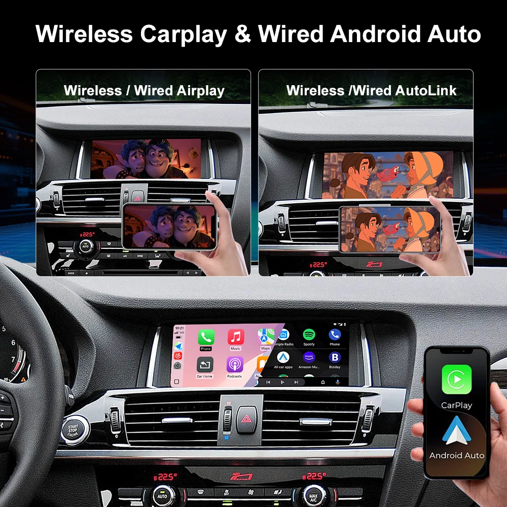 Wireless CarPlay Android Auto For BMW X3 F25 G01 NBT /CIC System Mirror Link Functions Decoder