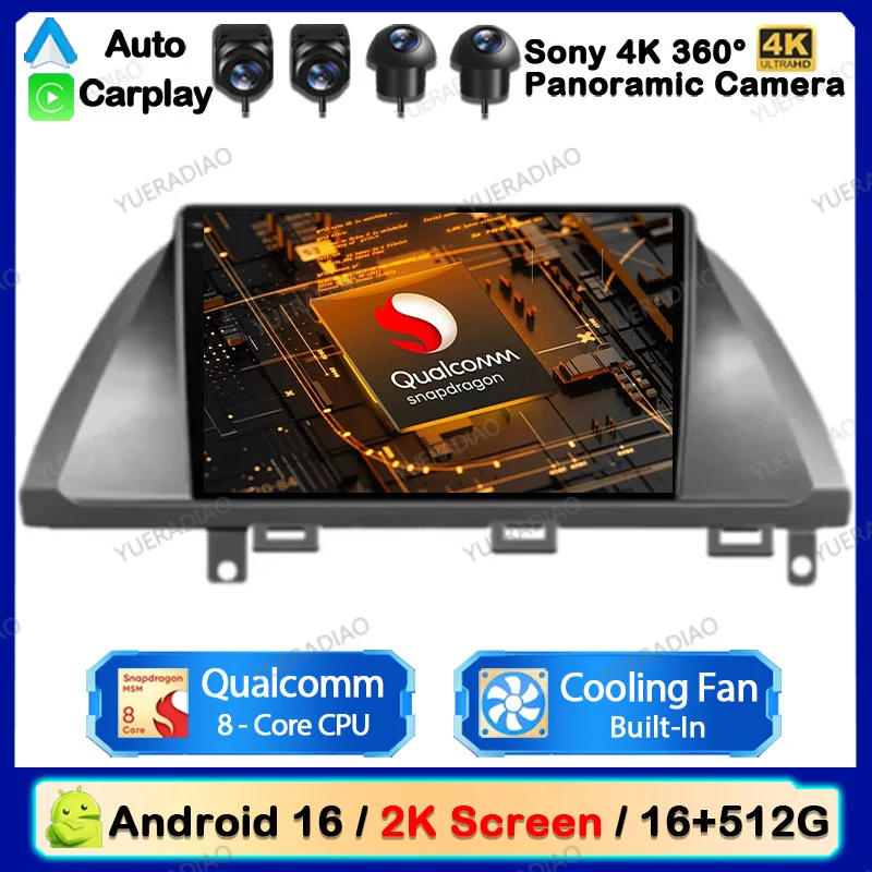 Android 16 Carplay Auto para Honda Odyssey 2005 2006 2007 2008 2009 2010 Radio de Auto GPS NAVI Reproductor Multimedia de Video WIFI 4G QLED