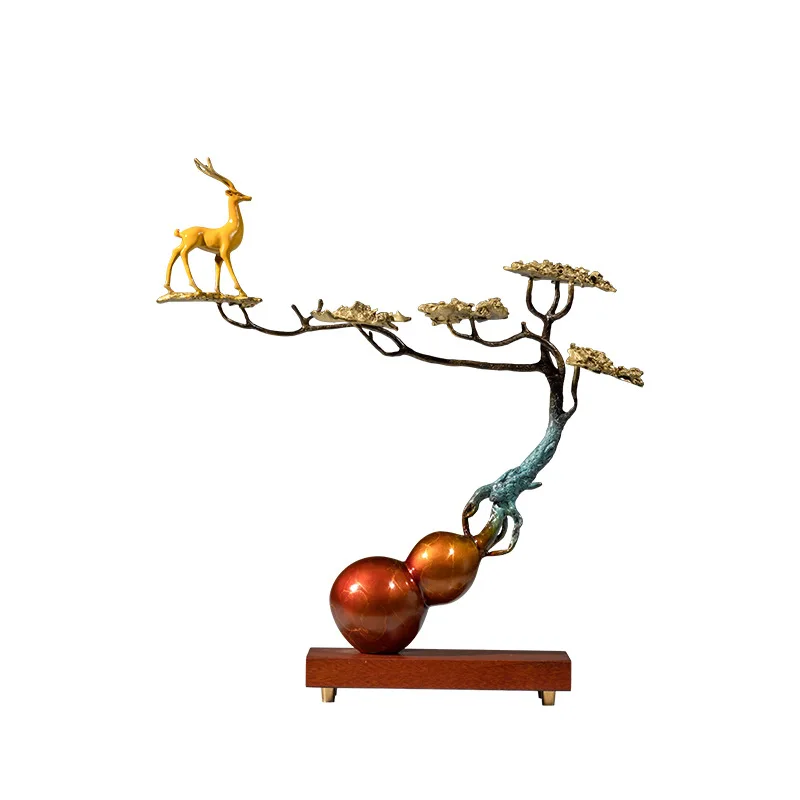 Brass gourd Fulu copperware, home ornaments, living room entrance corner decorative copperware