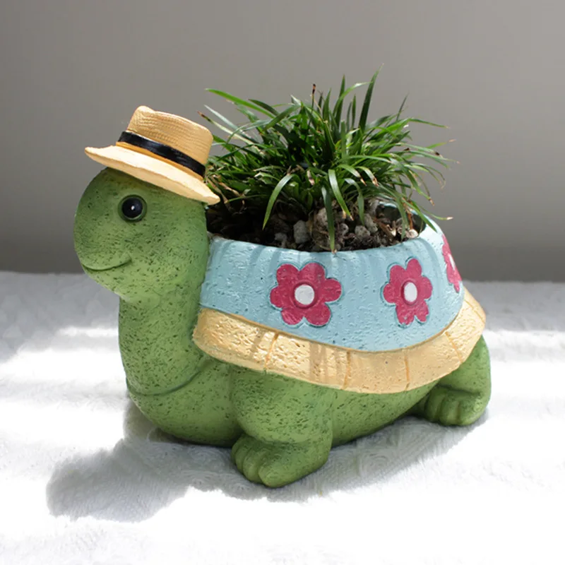 

1Pc Resin Small Animal Flower Pot Cute Turtle Succulent Plant Pot Decorative Turtle Flower Pot Container