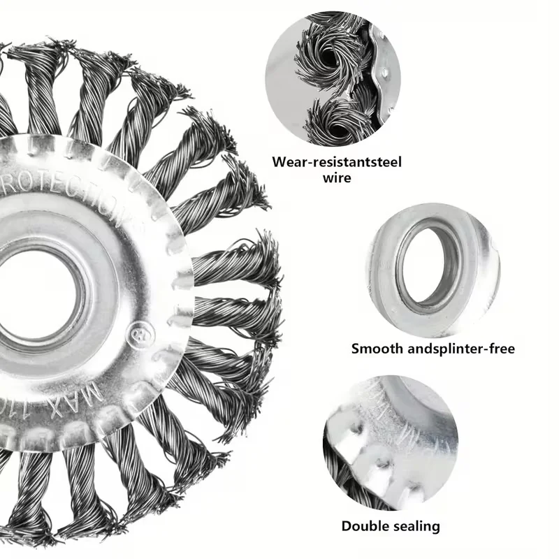 5/6인치 강철 와이어 휠 만능 정원 제초 브러시 녹 제거 잡초 브러시 커터 헤드 잔디 깎기 브러시 커터 도구