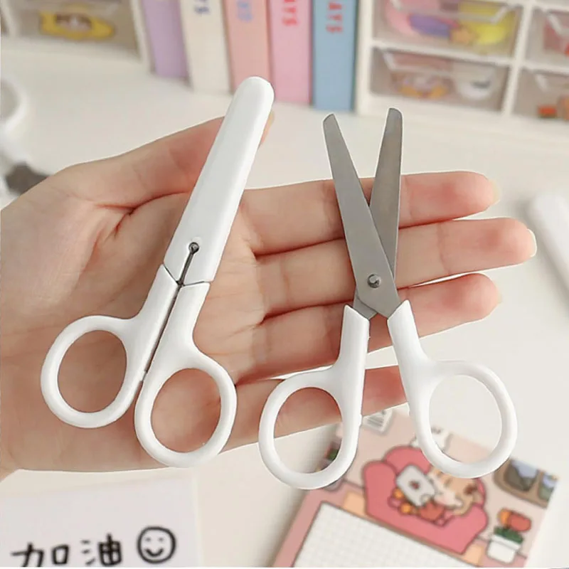 Mini White Scissors Cartoon Handmade Tool Stainless Steel Blade Cutter DIY Child Craft Stationery Gift For Office School