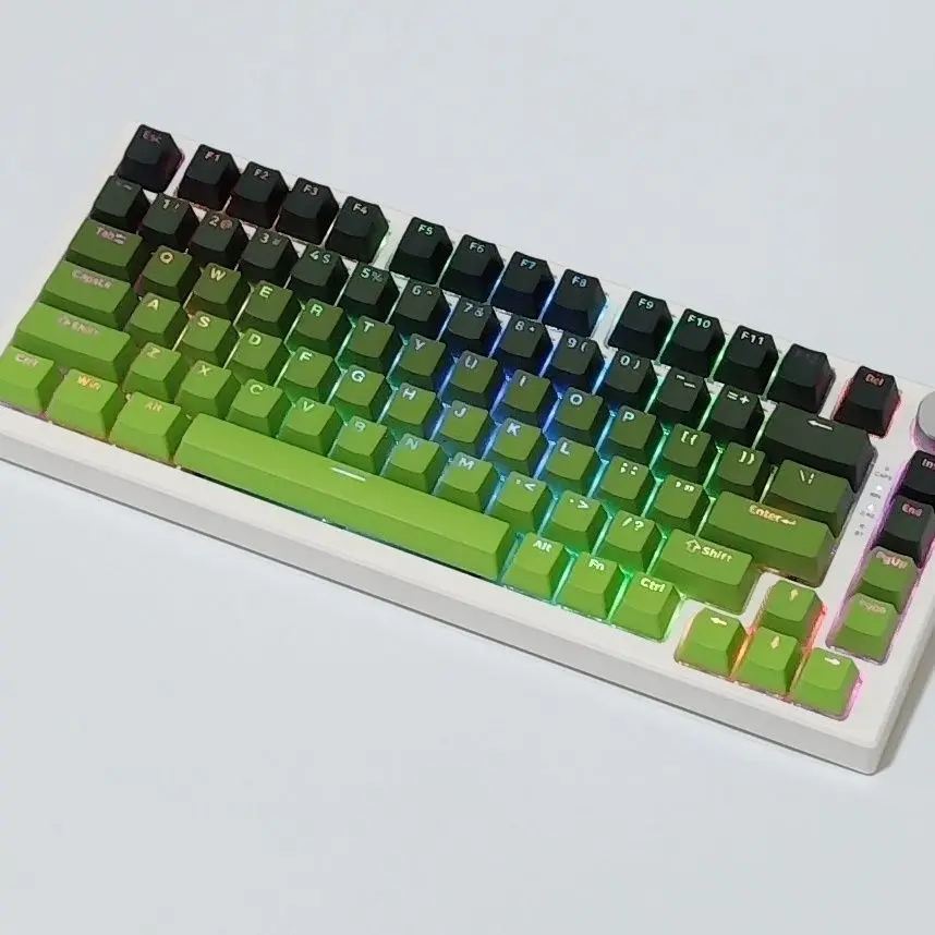 Clavier de jeu PBT double injection, vert matcha, brillant, touches de clavier, profil OEM, aucun commutateur MX, 130 prédire