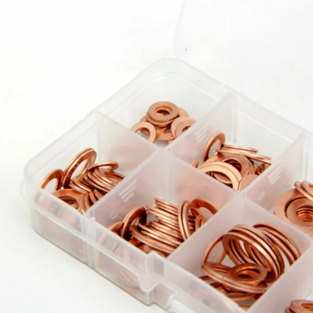 

200Pcs Sealing Ring Set Solid Copper Flat Washers for Sump Plugs Water Fuel Hydraulic Accessories Compact Case