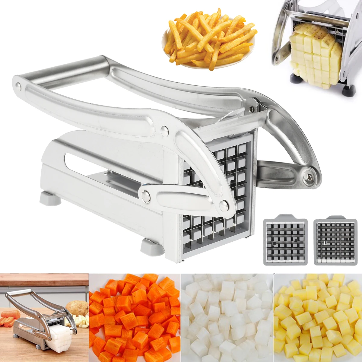 French fries cutter stainless steel blade multifunctional vegetable fruit chopper kitchen tools fries maker french fries cutter