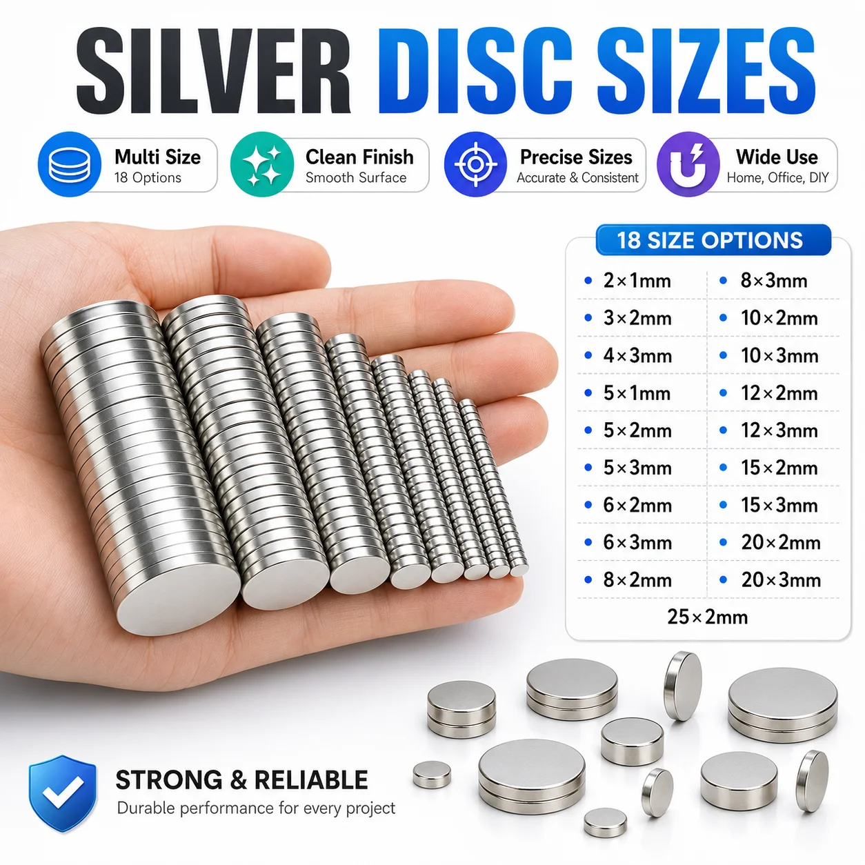 Super Powerful Magnets Strong Disc Magnets for Fridge, Building, Education,DIY, Craft, 2x1 3x2 4x3 5x1 5x2 5x3 6x3 8x2 10x2 10x3
