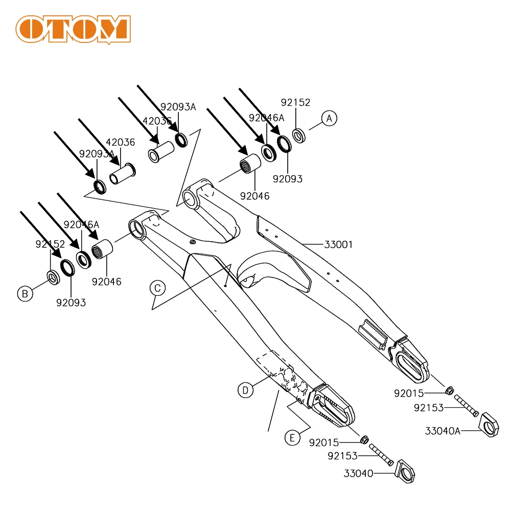 가와사키 오토바이 충격 스윙 암 오일 씰 부싱 베어링, KX250 KX250F KX250X KX250XC KX450 KX450F KX450SR KX450X 2022