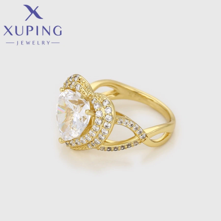 Xuping Jewelry New Arrival Light Gold Color Circle Shape Ring for Women Girls Wedding Commemoration Day Gift X001006743