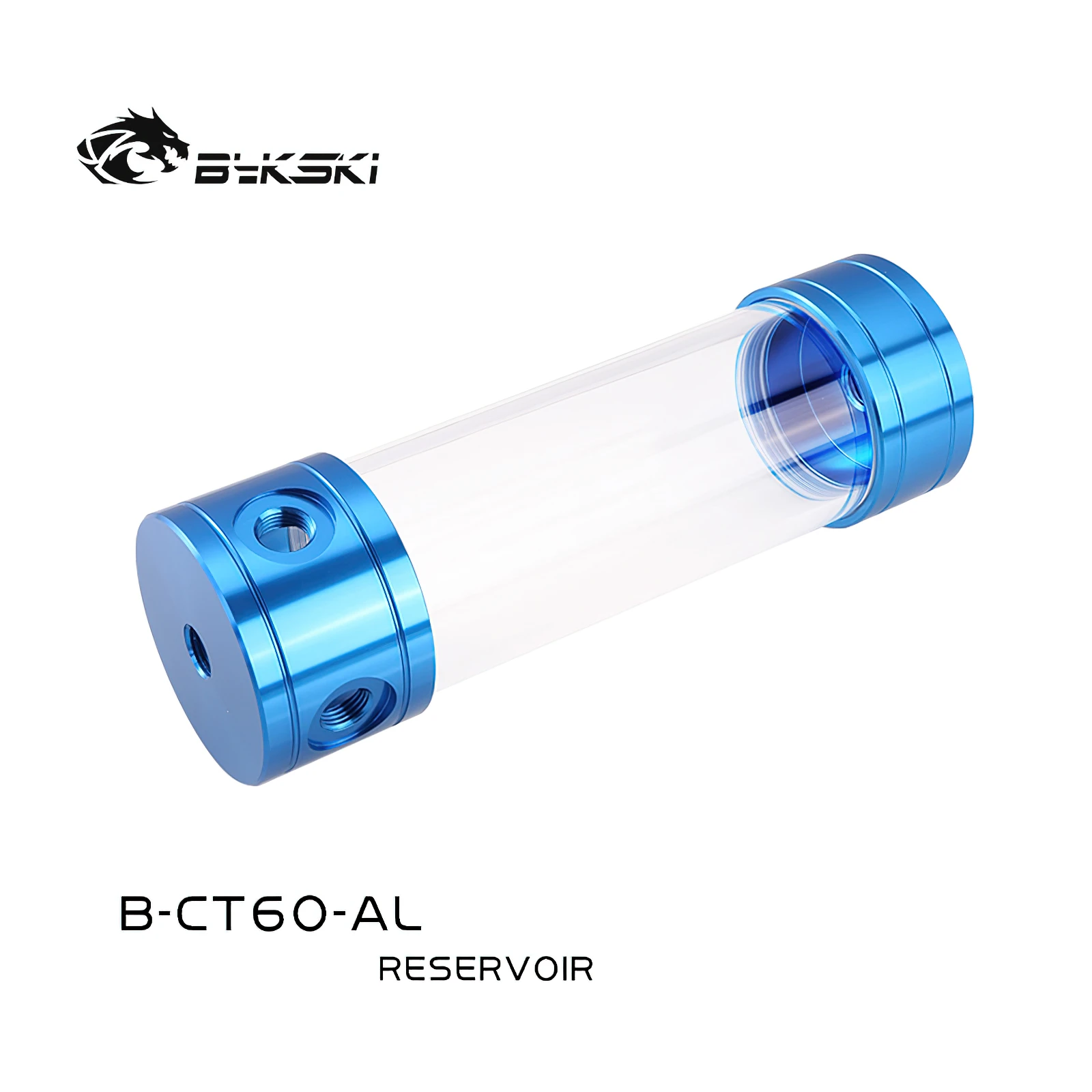 Bykski 60mm Water Cooling Metal Cap Acrylic Transparent Reservoir Tank 200mm B-CT60-AL