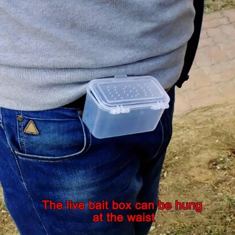 Compact Fishing Live Bait Container, Belt-Attached Sorting Box for Red Worms, Live Bait & Insect Baits, Fishing Tackle Accessory