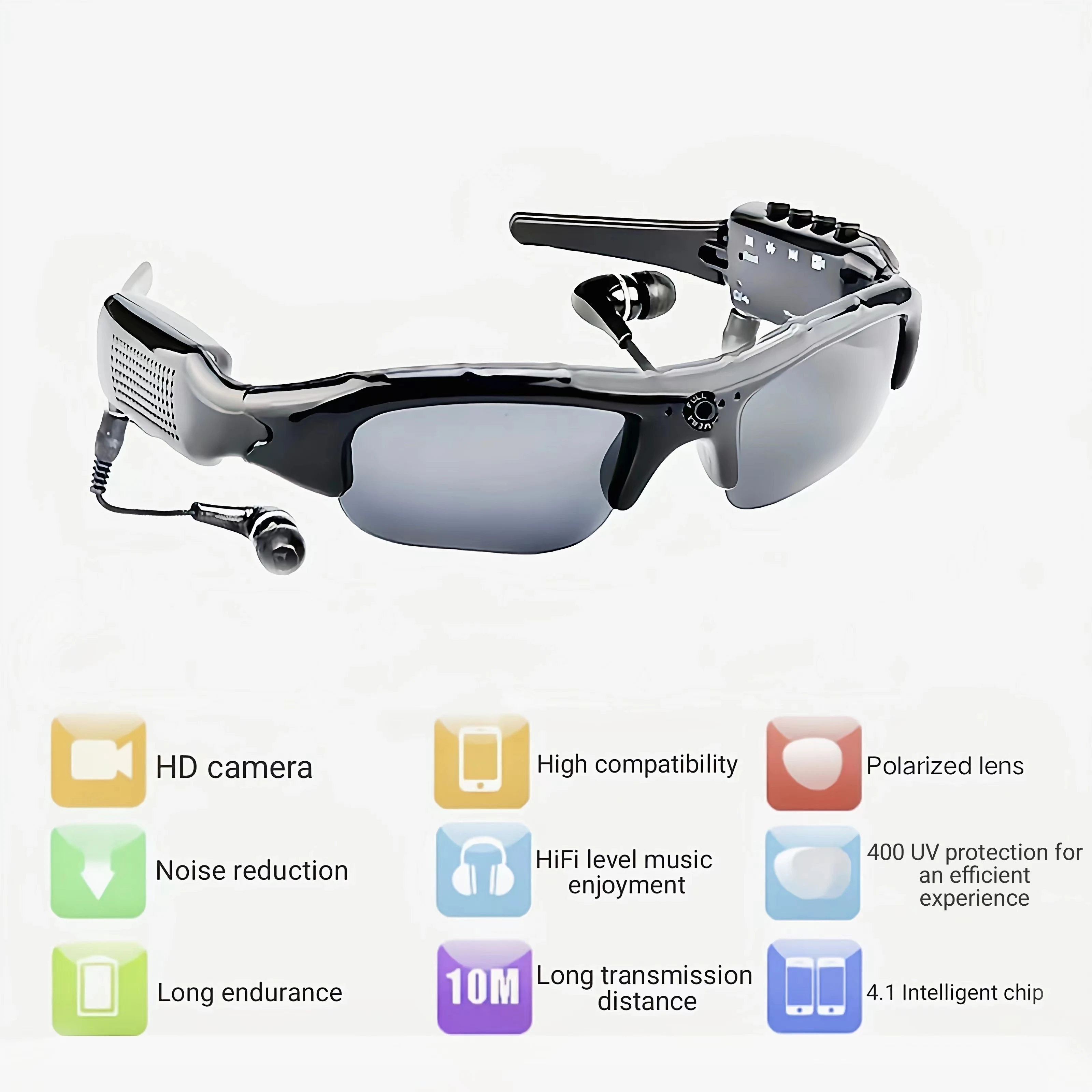 Stereo Earphones Wireless Bluetooth Sunglasses Protection Sunglasses for Driving Cycling Sports Noise Reduction Headphones ﻿