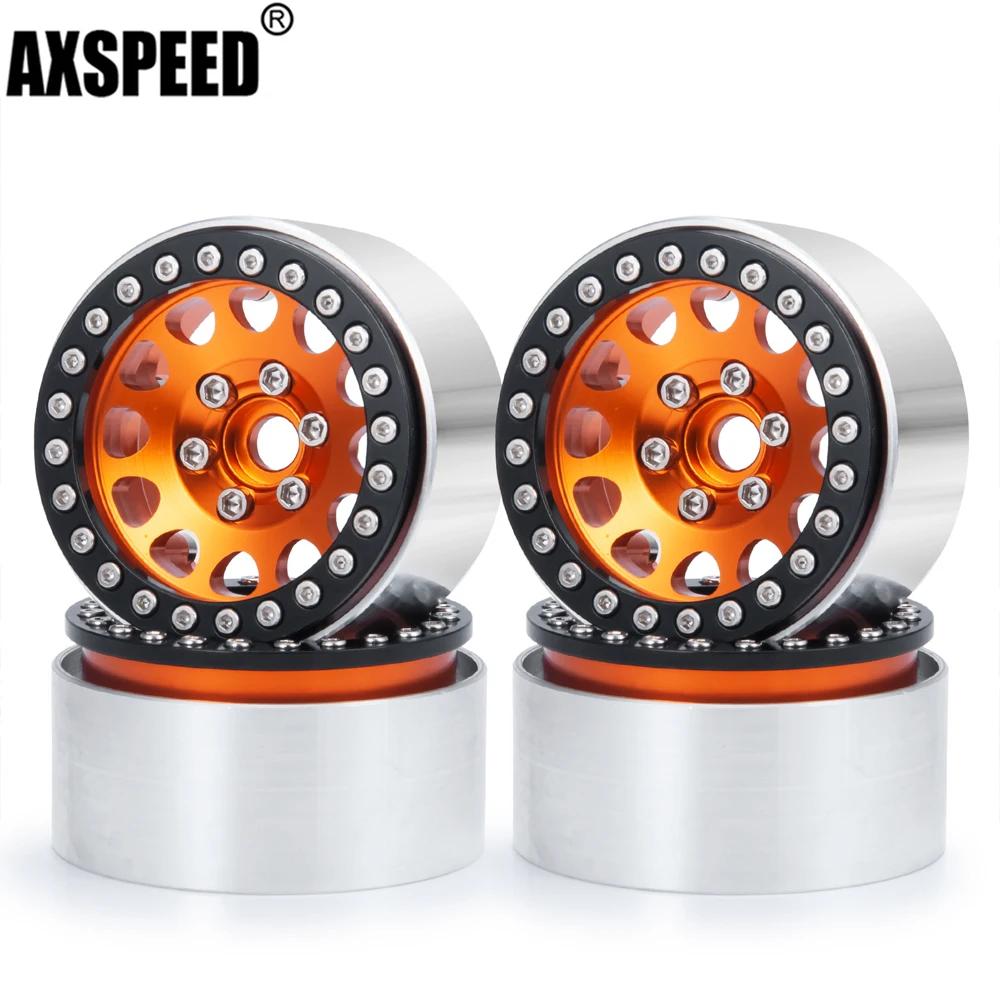 

AXSPEED 4Pcs Metal Aluminum 1.9" Beadlock Wheel Rims For 1/10 Axial SCX10 90027 90046 D90 TRX4 RR10 Wraith RC Crawler Car Parts