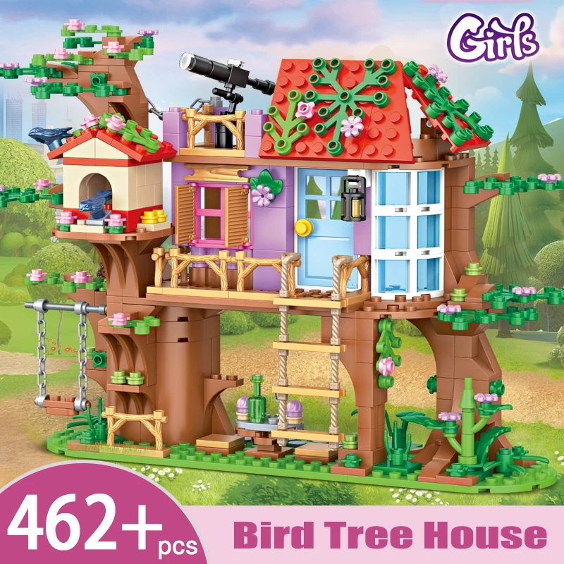 Conjunto de construção de arquitetura 3d floresta animal villa criativa moc blocos diy modelo de vista de rua presente educacional para crianças